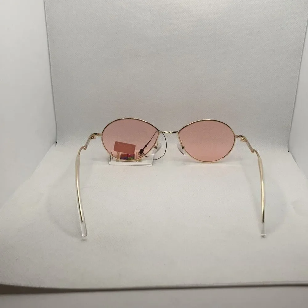 Eyedentification Oval 90’s Retro Women’s Gold Frame Pink Lens Sunglasses
